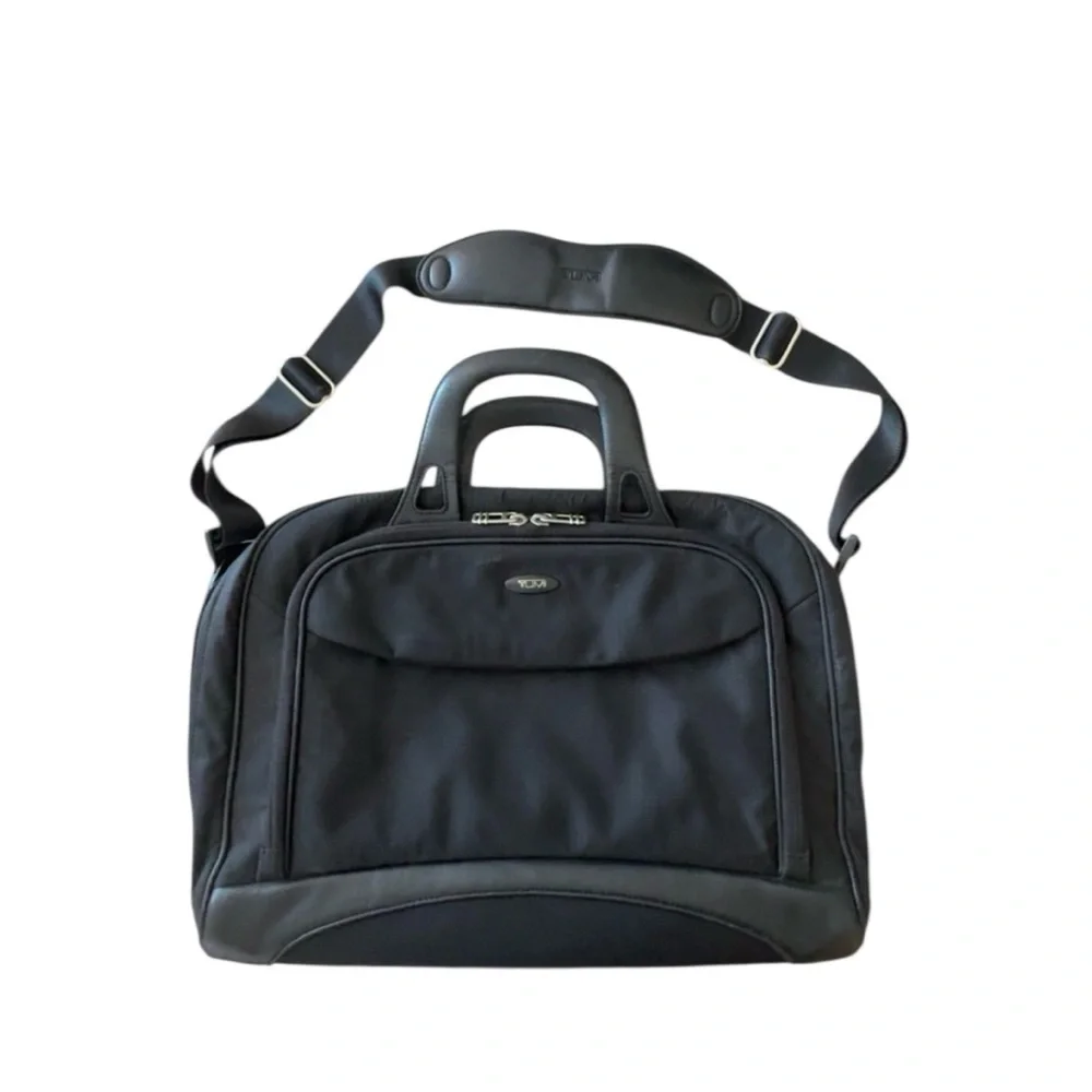 Tumi 2571D Black Nylon Leather Laptop Shoulder Top Handel Travel Messenger Bag